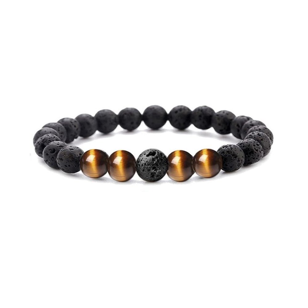 men tiger eye stone volcanic stone bracelet - Picture 1 of 1